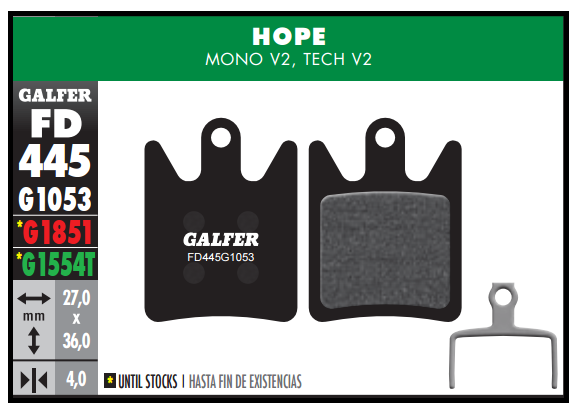 PASTILLAS FRENO BICICLETA GALFER STANDARD HOPE MONO V2 - TECH V2